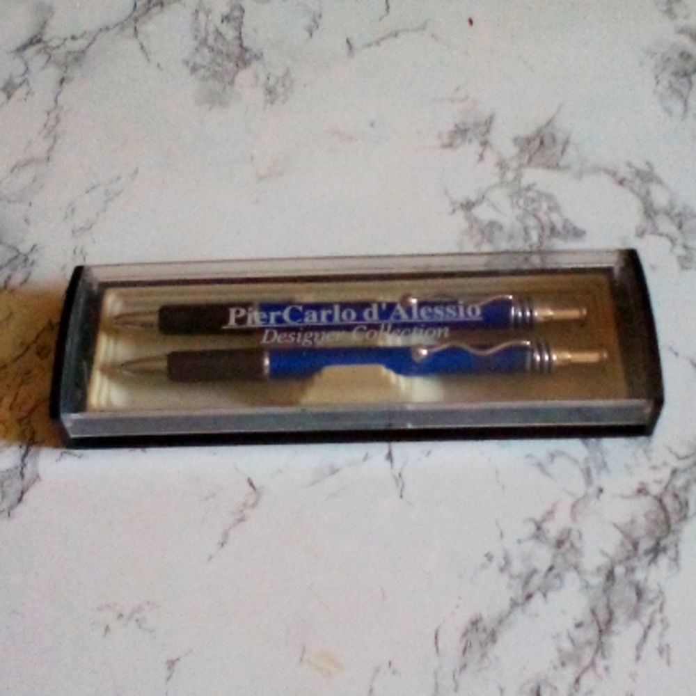 VINATGE PIERCARLO D’ ALESSIO DESIGNER COLLECTION BLUE PEN AND PENCIL SET NEW
